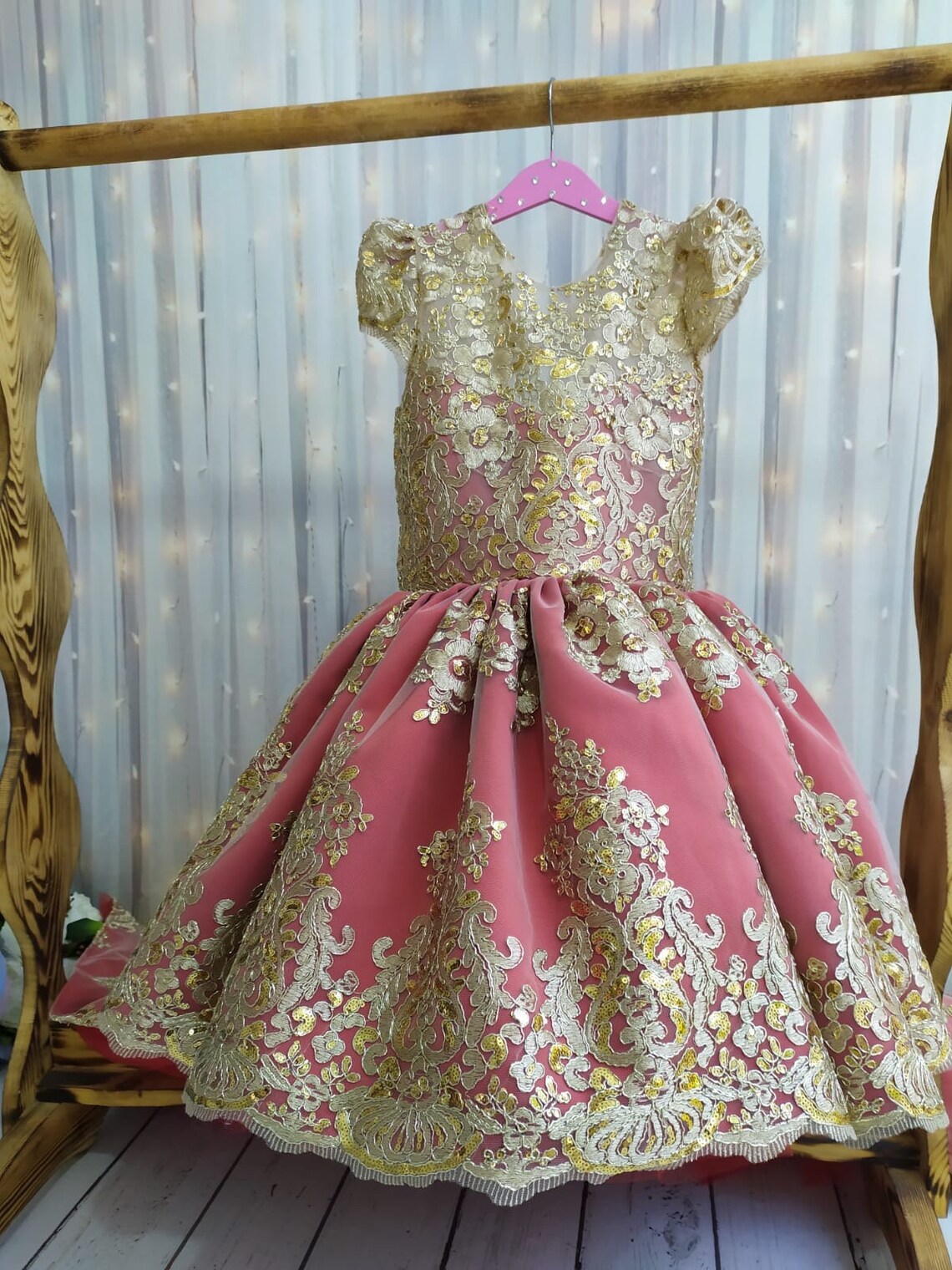 red and gold party frocks