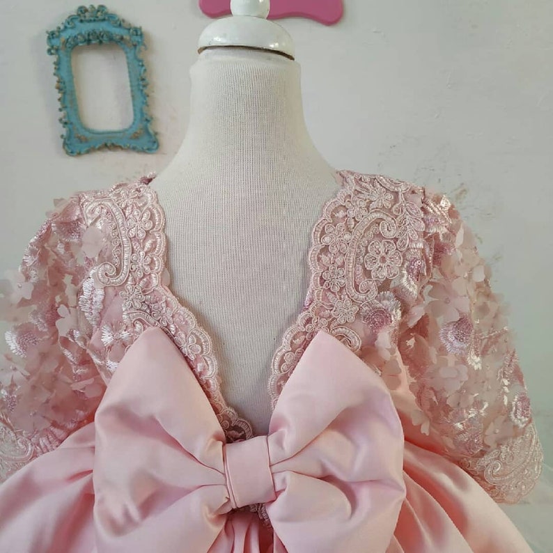 custom made dress for kid Baby girl dress for special occasion,pageant first birthday party dresses princess pink color dress for children