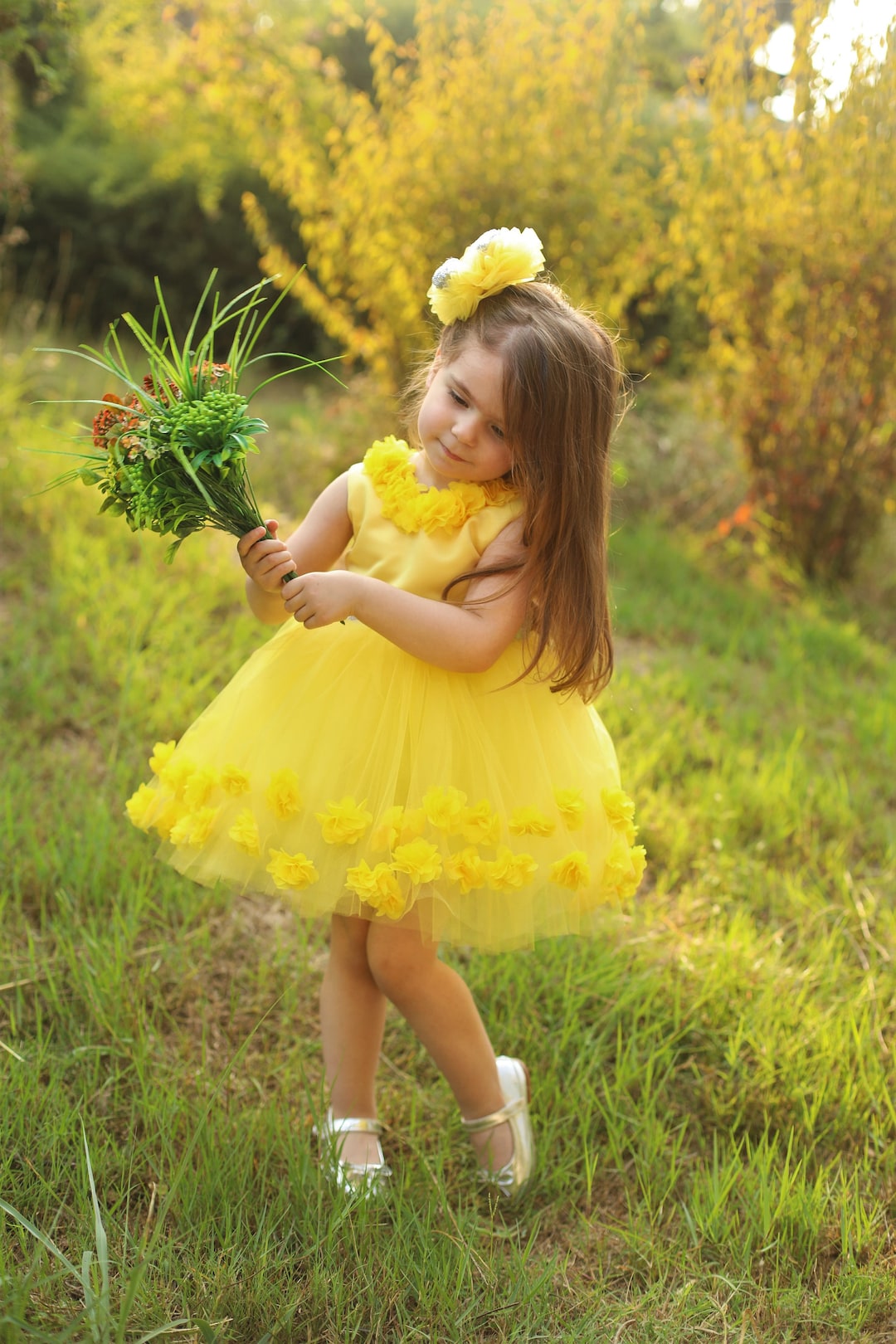 Flower Baby Girl Dress Yellow Special Occasion Yellow Dress Etsy
