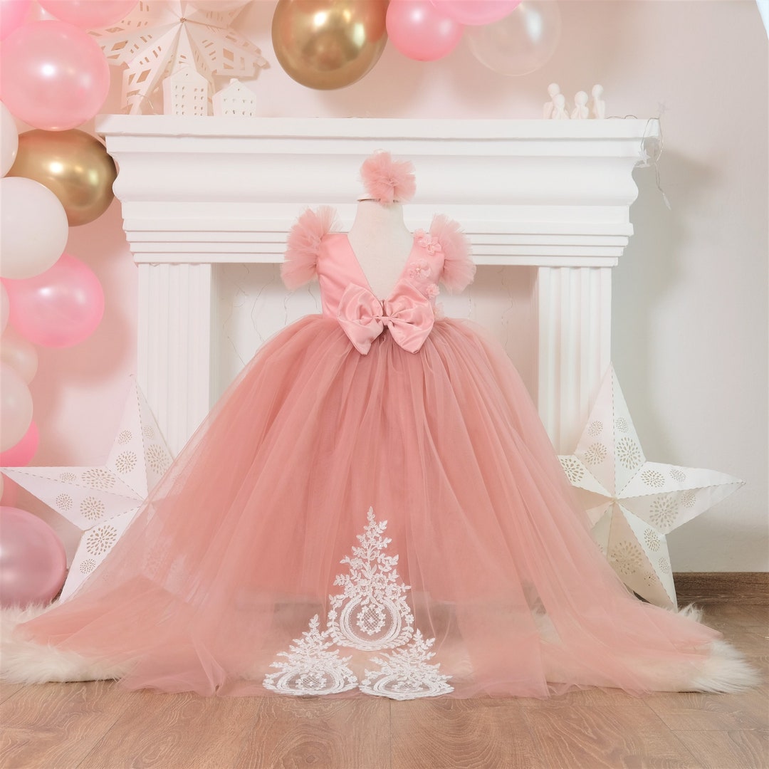 Flower Girl Blush Dress Birthday Dress Toddler Baby Bridesmaid Etsy