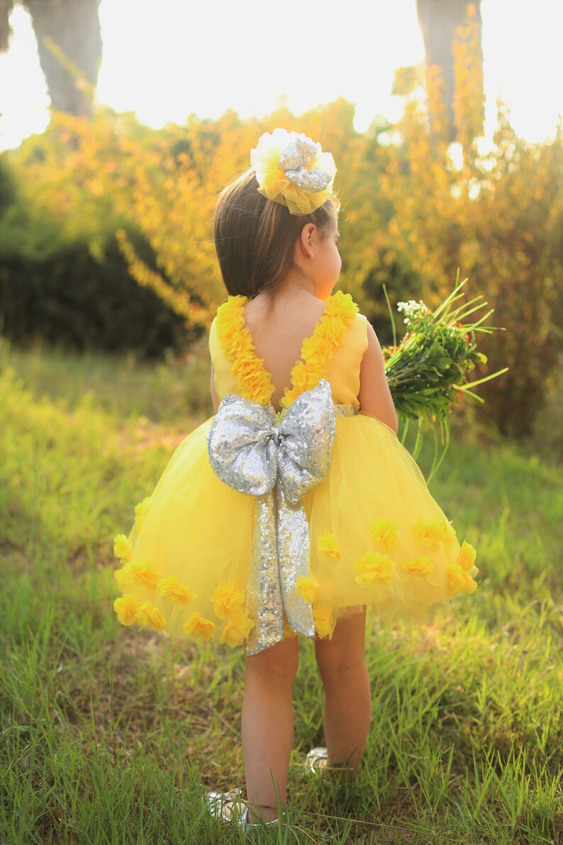 Flower Baby Girl Dress Yellow Special Occasion Yellow Dress Etsy