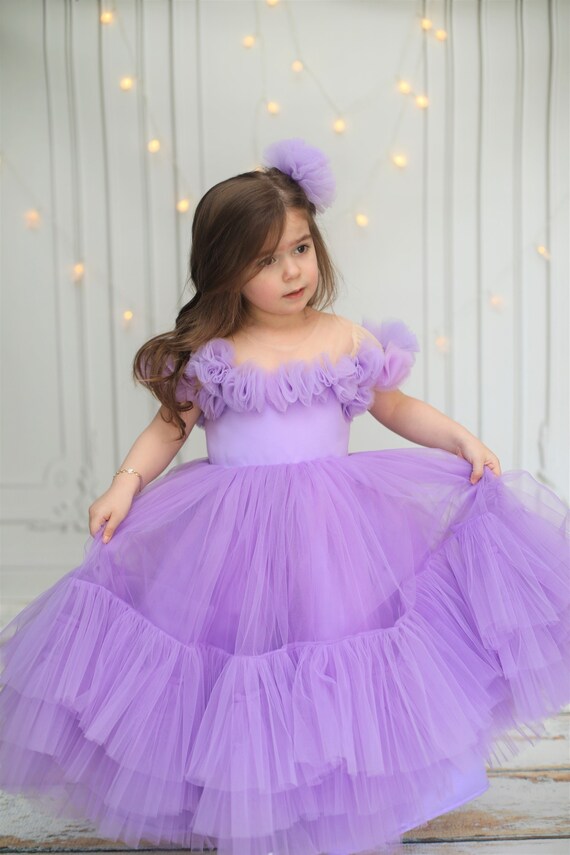 Maxi Vestido De Cumpleaños De Niña Lila Con Espalda De Corazón México | Maxi Vestido De Cumpleaños De Niña Lila Con Espalda De Corazón México |