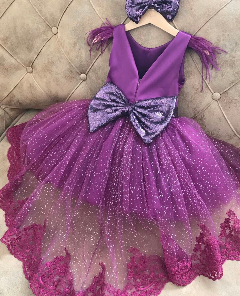 Purple Princess Gown Purple Baby Sequin Dress Purple Glitz Etsy