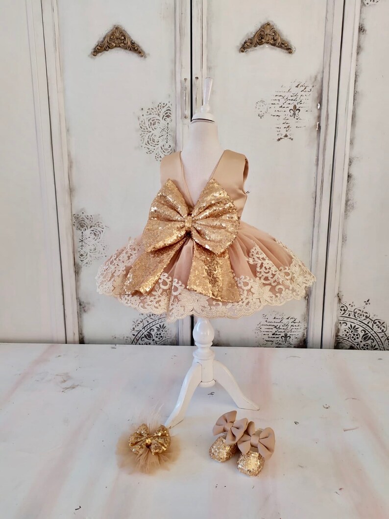 Golden Dress for Baby Girl First Baby Dress Fast Shipping Etsy