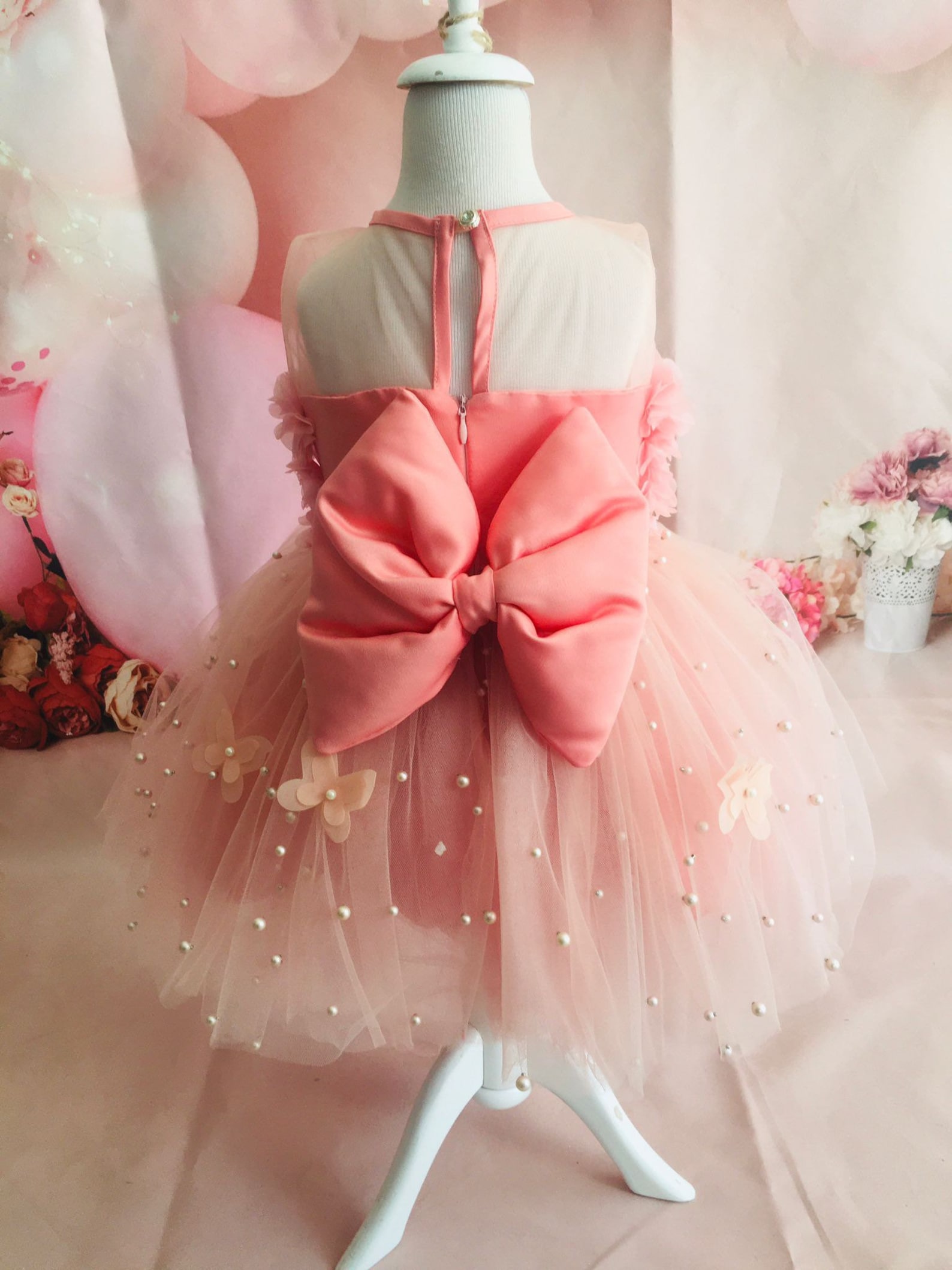 Butterfly dress for baby girl toddler peach color pink Etsy