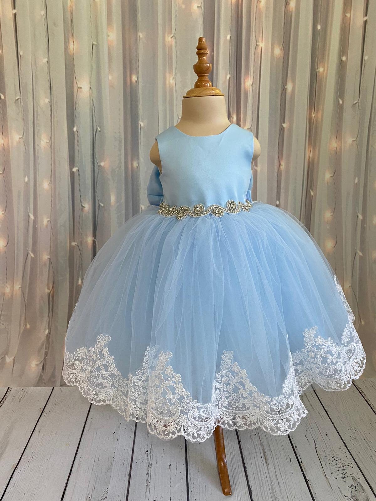 Sky Blue Flower Girl Dress High Low Baby Blue Dress for Etsy