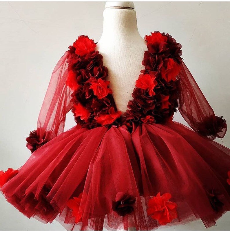 burgundy baby dress