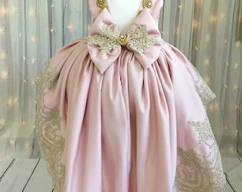 Romantic girl dress with train,frilly,hand made junior dress Unique G14 dress for fine art portrai photography,couture gown RTS