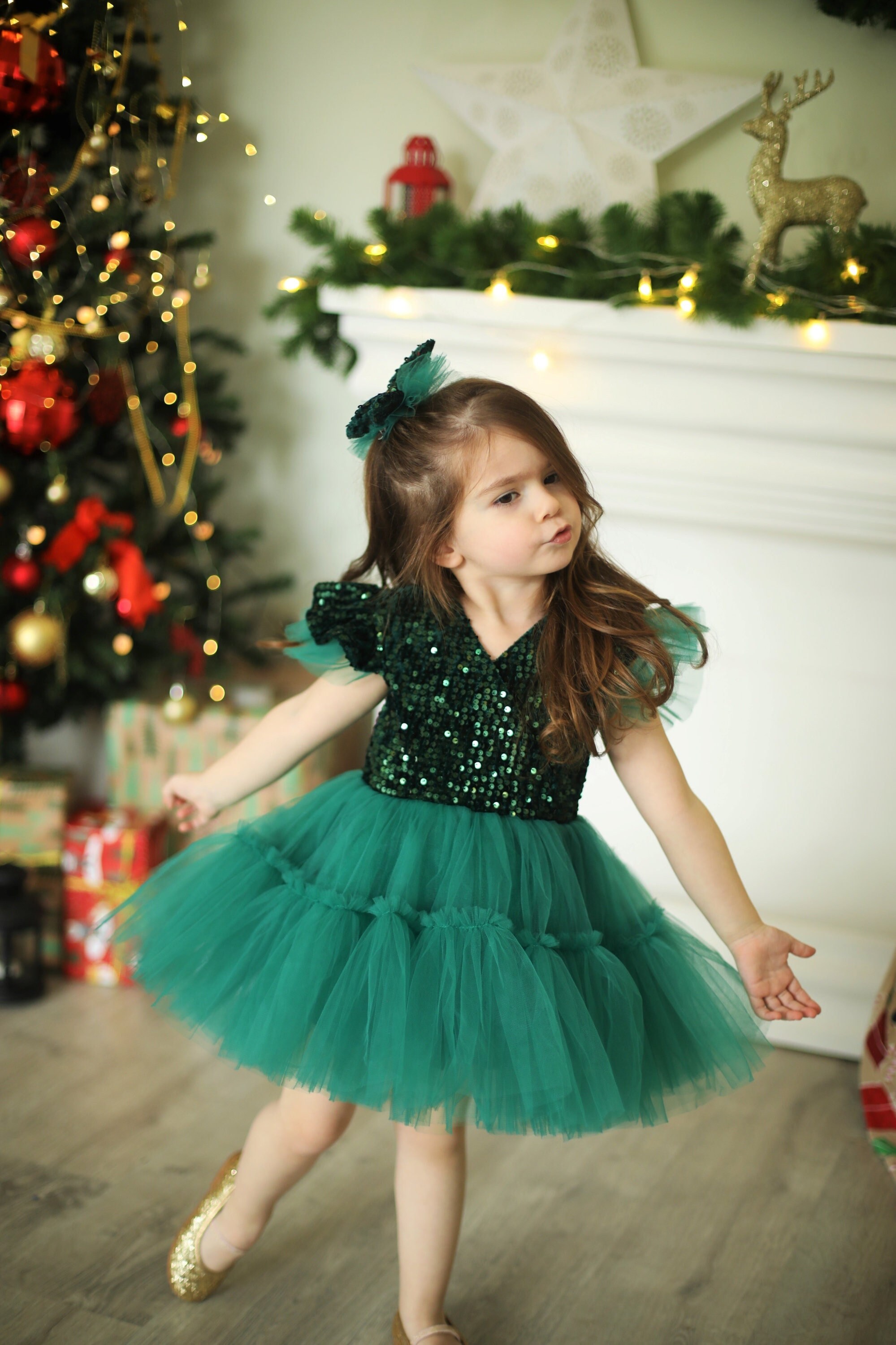newborn green christmas dress