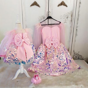 Sequin baby girl dress, mummy and me sequin dresses, matching sequin dresses, baby girl dress, cartoon dress, birthday dress,