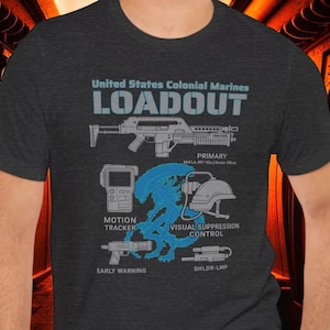 Maglietta grafica retrò Aliens Colonial Marines Loadout, Alien Earth TV Aliens Movie