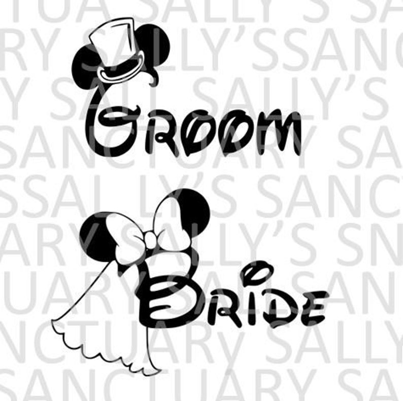 Download Adorable Disney Mickey and Minnie Bride/Groom SVG's for | Etsy