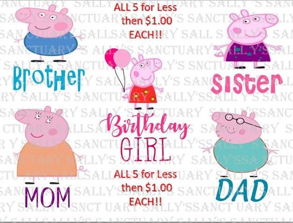 Download Birthday Girl Peppa Pig Family Bundle SVG for | Etsy