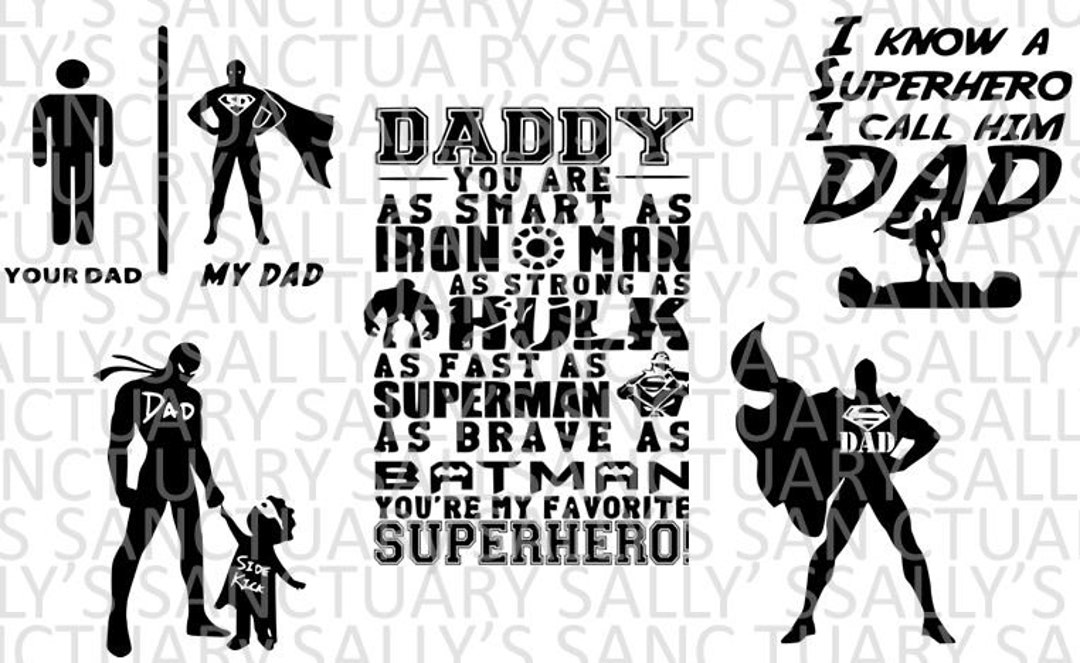 Marvel DC Superhero Dad Father's Day Bundle SVG for Cricut/silhouette ...