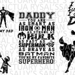 Marvel DC Superhero Dad Father's Day Bundle SVG for Cricut/silhouette ...