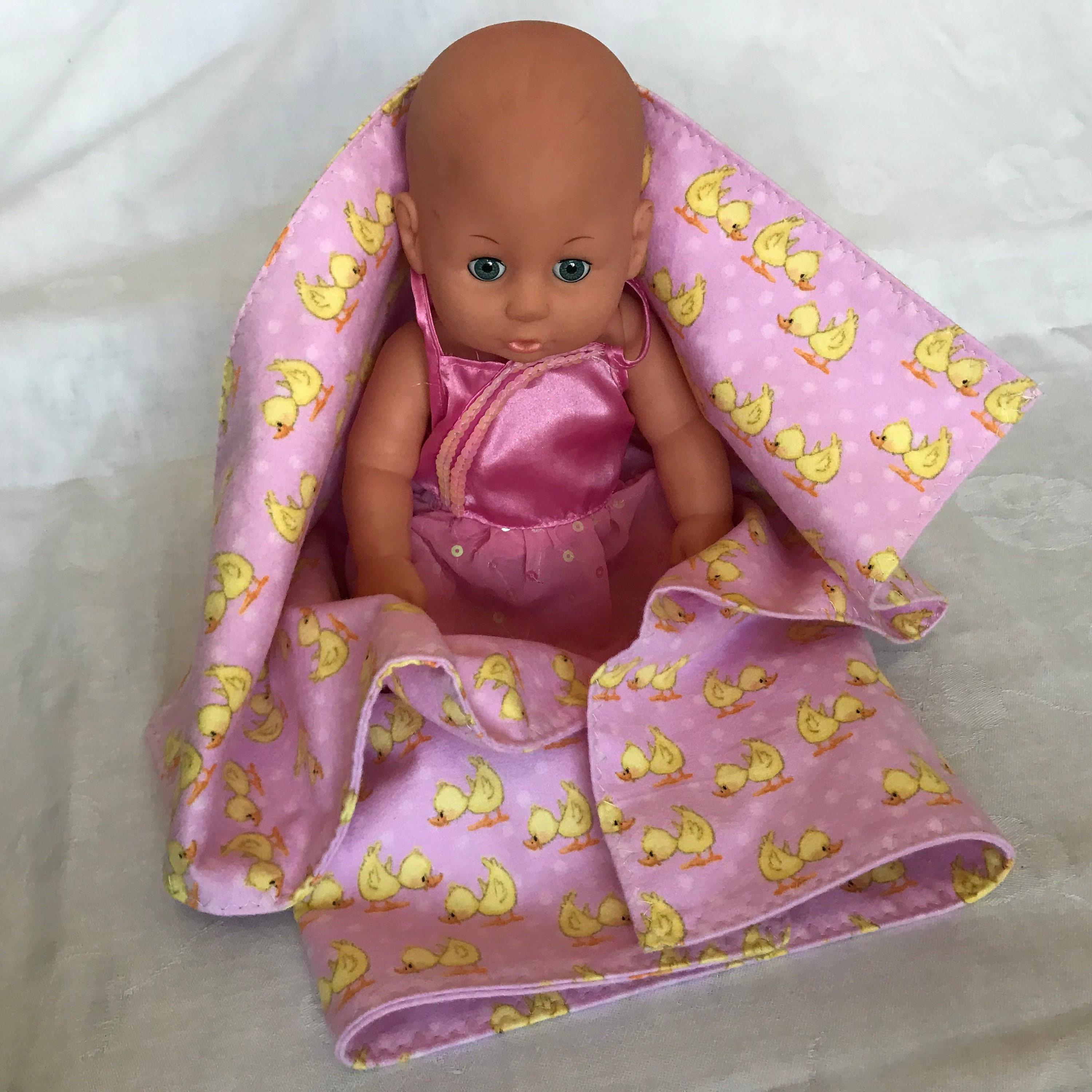 Doll Blanket Pretend Play Pink Ducky Baby Bed Stroller Mommy Etsy