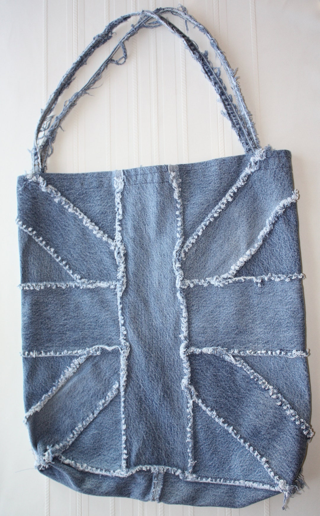 Women's Denim Crossbody Shoulder Bag With Embroidery - Large Tote Style, Zipper Closure, 14.6x11.4x4.3 Inches