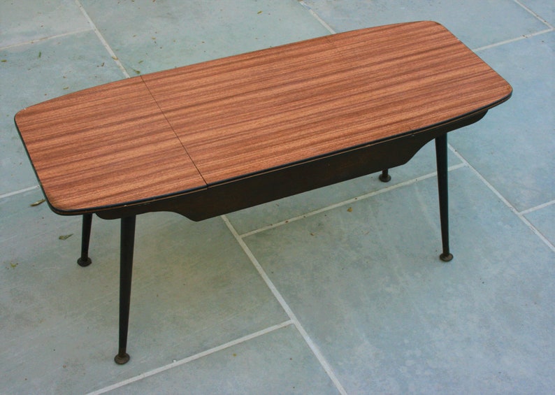 Vintage Retro Atomic Coffee Table With 51pce Smith Seymour Silver Plate Cutlery