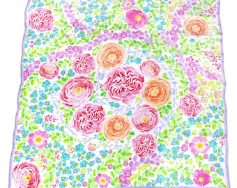 36" Silk Scarf – Love Poem & Florals – Romantic Anniversary Gift
