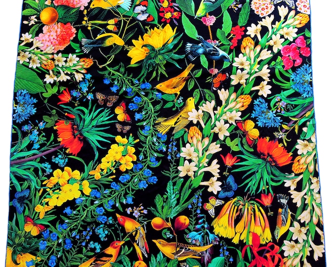 Garden of Eden Luxury Silk Scarf – Floral Butterfly Wearable Art  Romantic Gift for Her