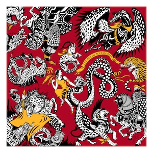 100% silk square scarf red white and black wrap &quot;The Age of Accessories&quot; - polka dot printed women&#39;s scarves