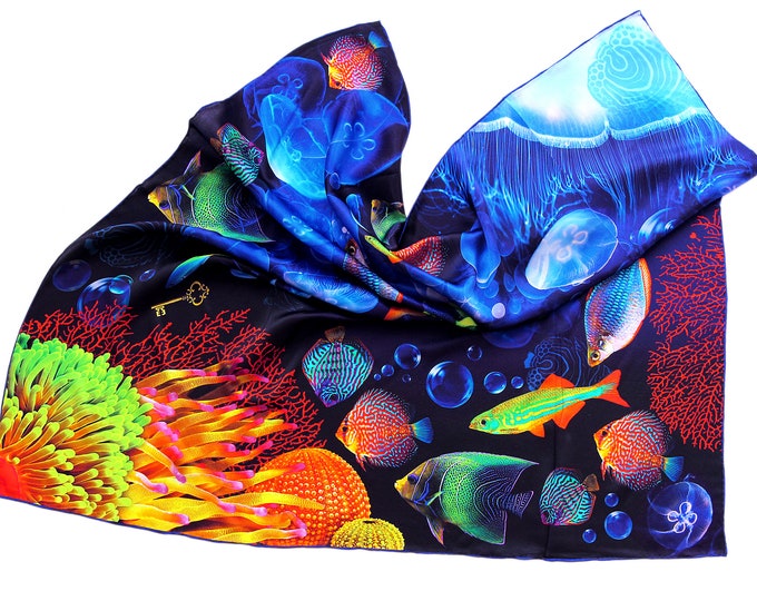 "Coral Reef" Silk Scarf