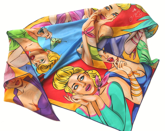 "Pop Art Girls" Silk Scarf