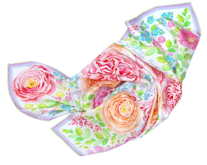 "Four Seasons of Spring" Silk Scarf