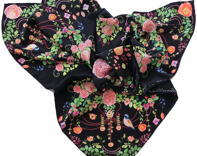 "Flower Chandeliers" Silk Scarf