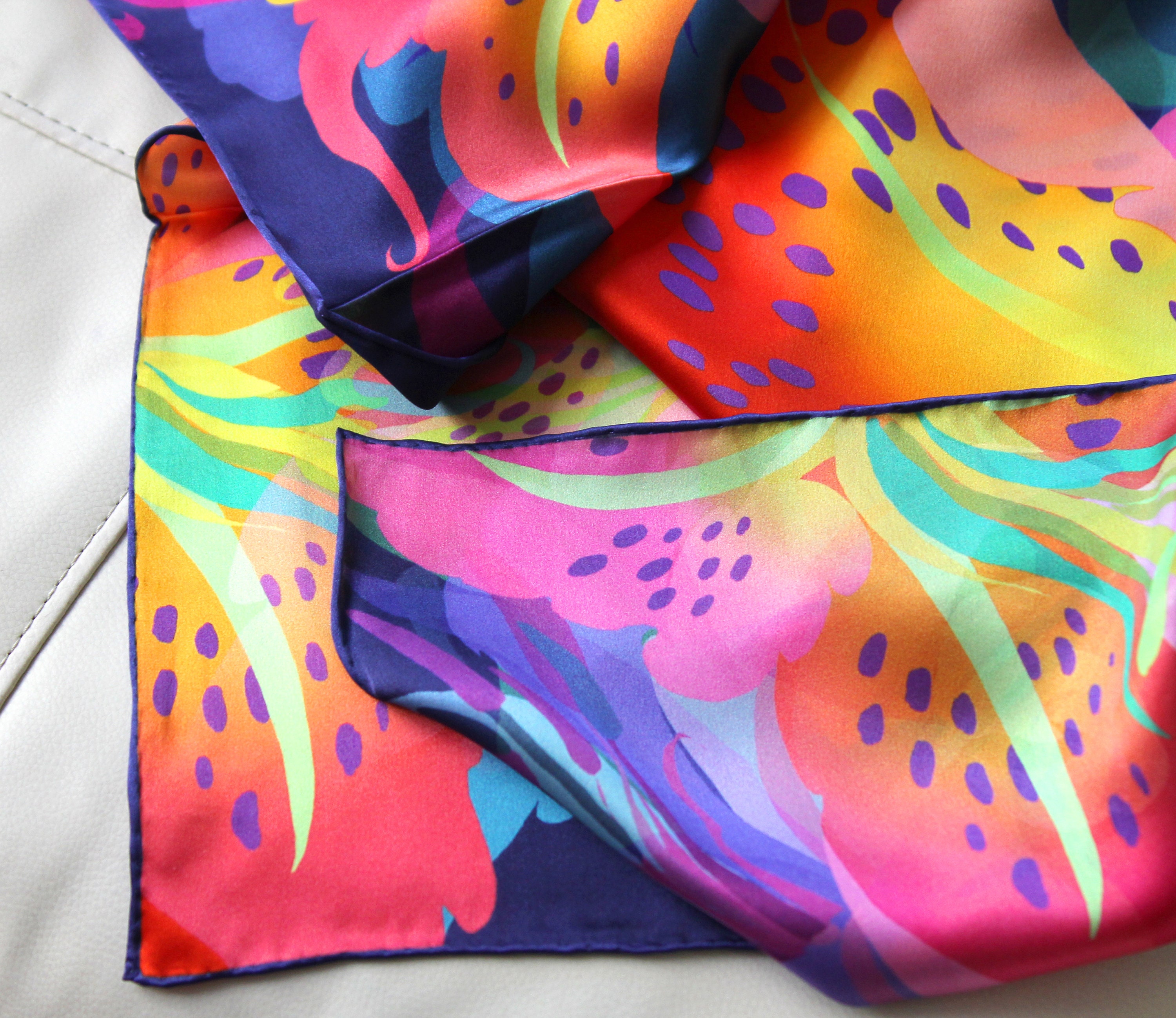 100 silk square scarf pink purple wrapNo Regrets tiger lily floral printed scarfs