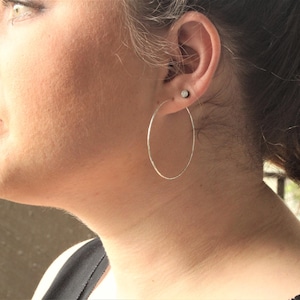 Large Delicate Hammered Sterling Silver 2 inch hoop earrings