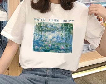 Women’s white T-shirt Water Lilies Monet