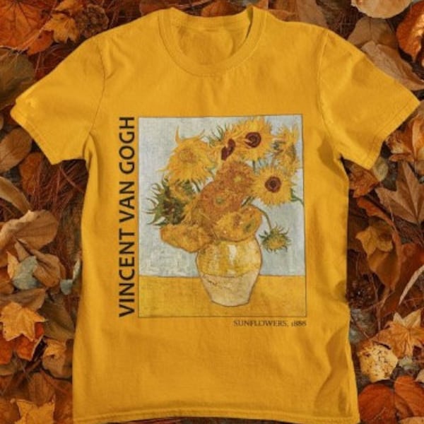 T-shirt femme Vincent Van Gogh Tournesols jaune, chemise jaune, vêtements femme, t-shirt art, gogh, t-shirt fille, tissu jaune