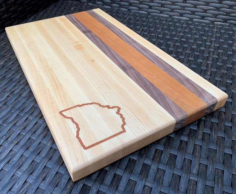 Edge Grain Cutting Board With Ohio Epoxy Resin Inlay 2 Sizes Etsy