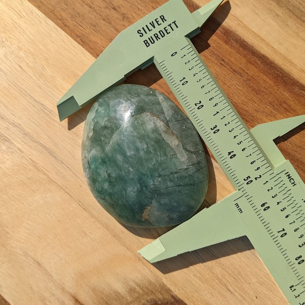 Amazonite Palmstone. Blue Green Sea Crystal. Smooth stone, rock collecting, teal color crystal. Large palm stone. Worry stone. Pocket safe.