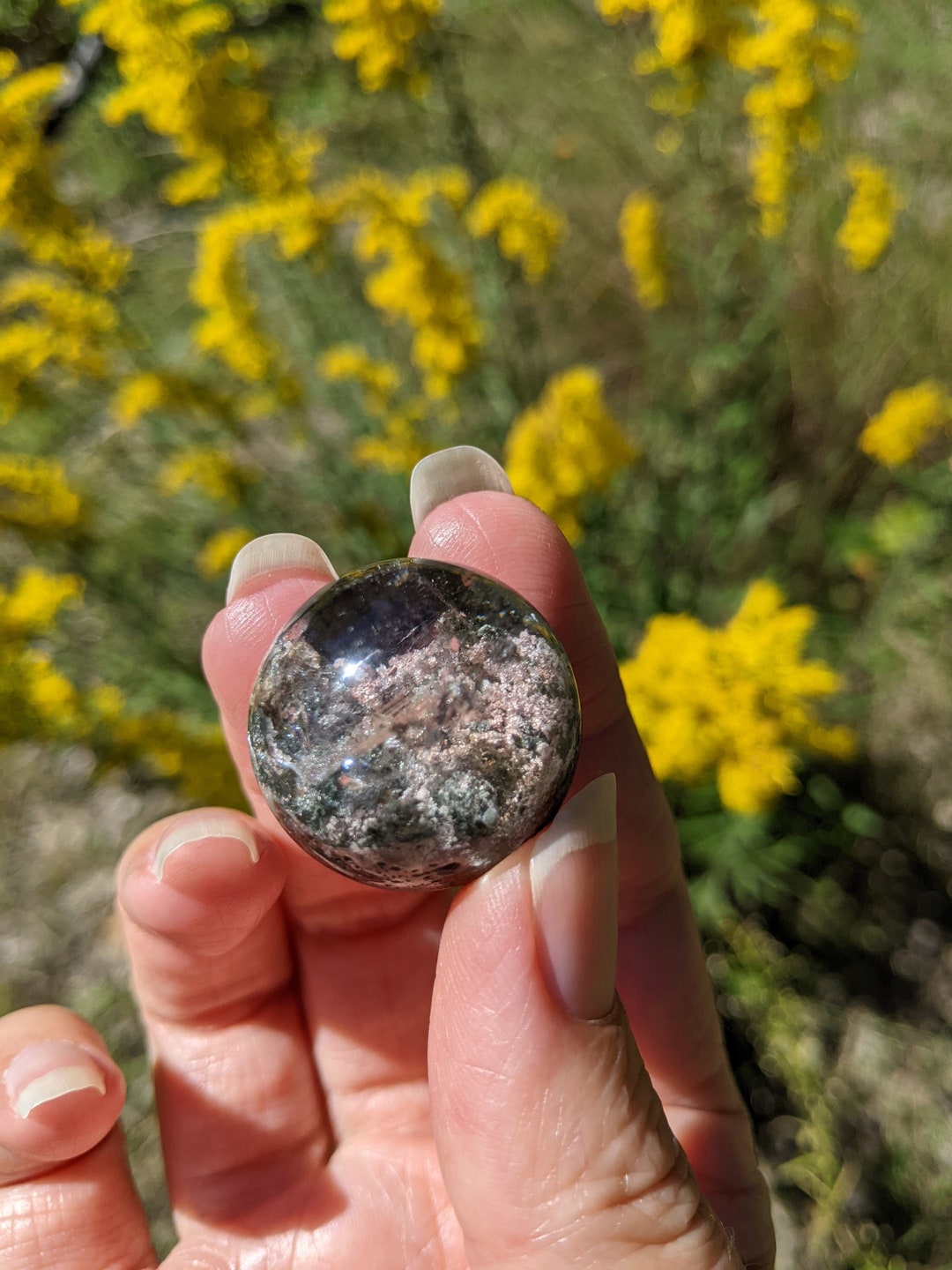 Metallic Coral Reef Quartz 1 Sphere. Garden Quartz Variety Crystal