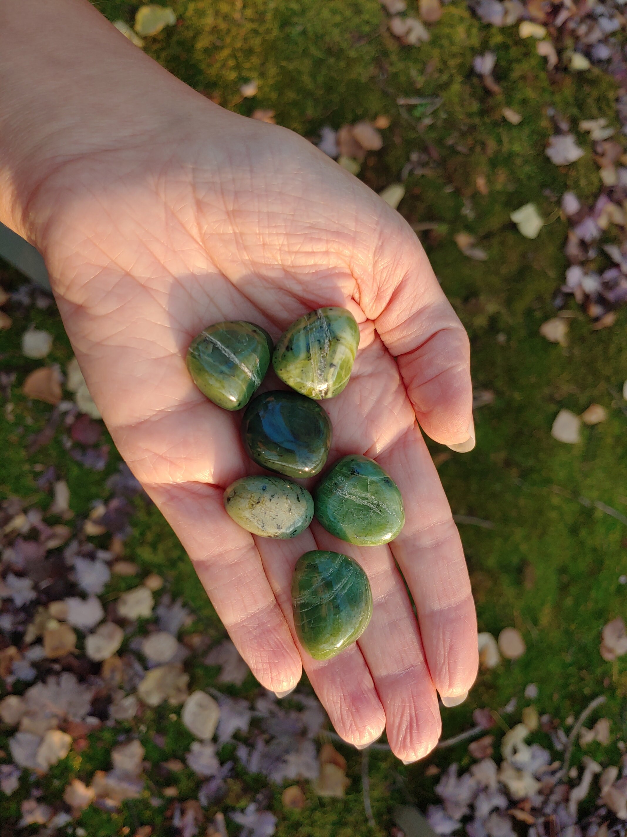 Canadian Jade Crystal. 1 Tumbled Stone. Green Nephrite Jade Earthy ...