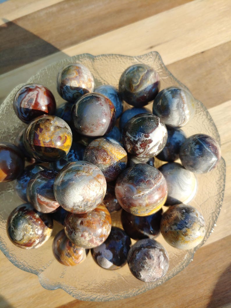 Mini Marbles Stone Mexican Crazy Lace Agate Marbles. (23mm-29mm) INTUITIVE SELECTION ...