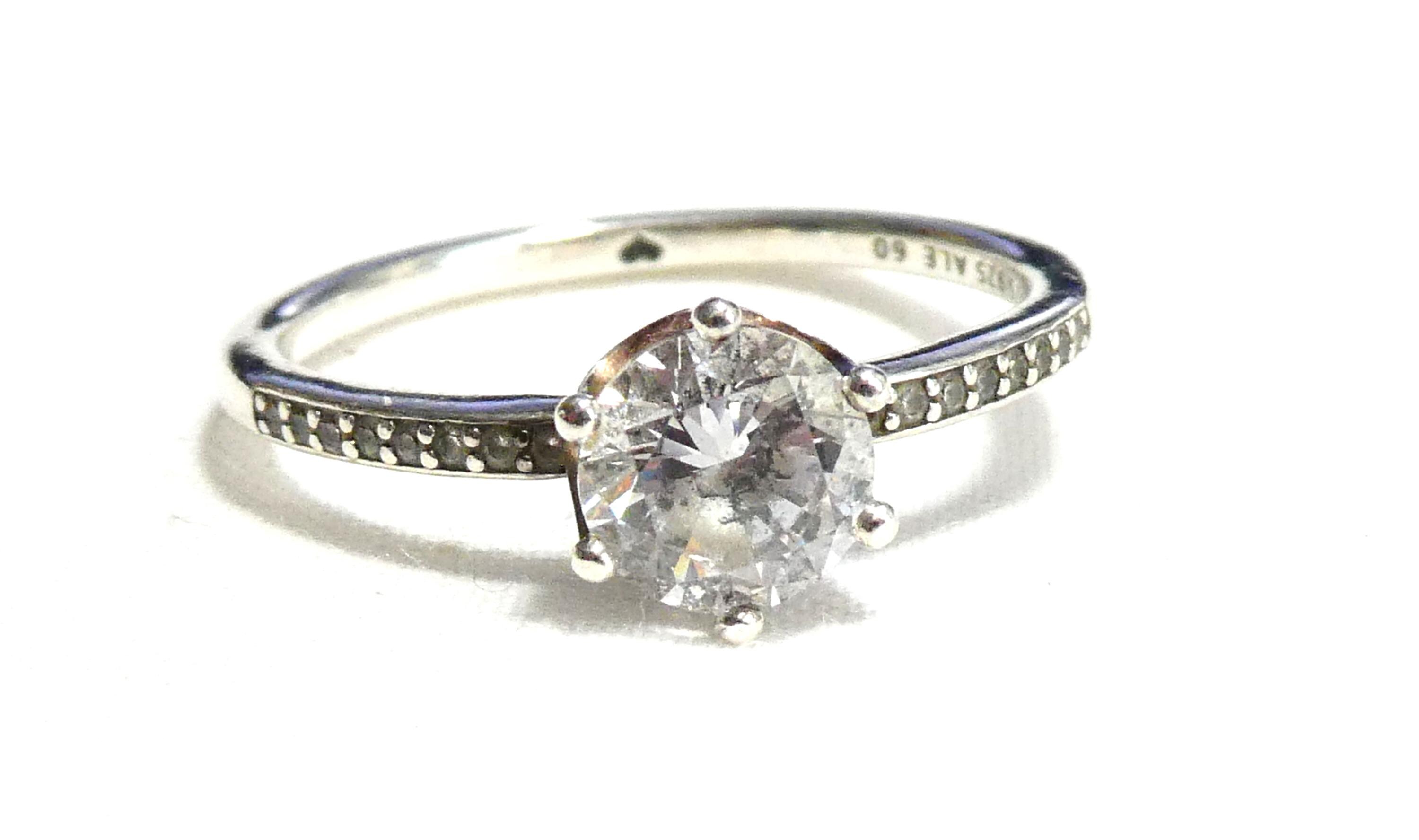 RING Pandora Moments Sterling Silver Ale Clear Cubic Zirconia