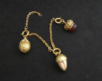 Joan Rivers 24kt vergulde kettingen Faberge-geïnspireerd 3 geëmailleerde eieren BEDELS Bloemen, kroon, eikel