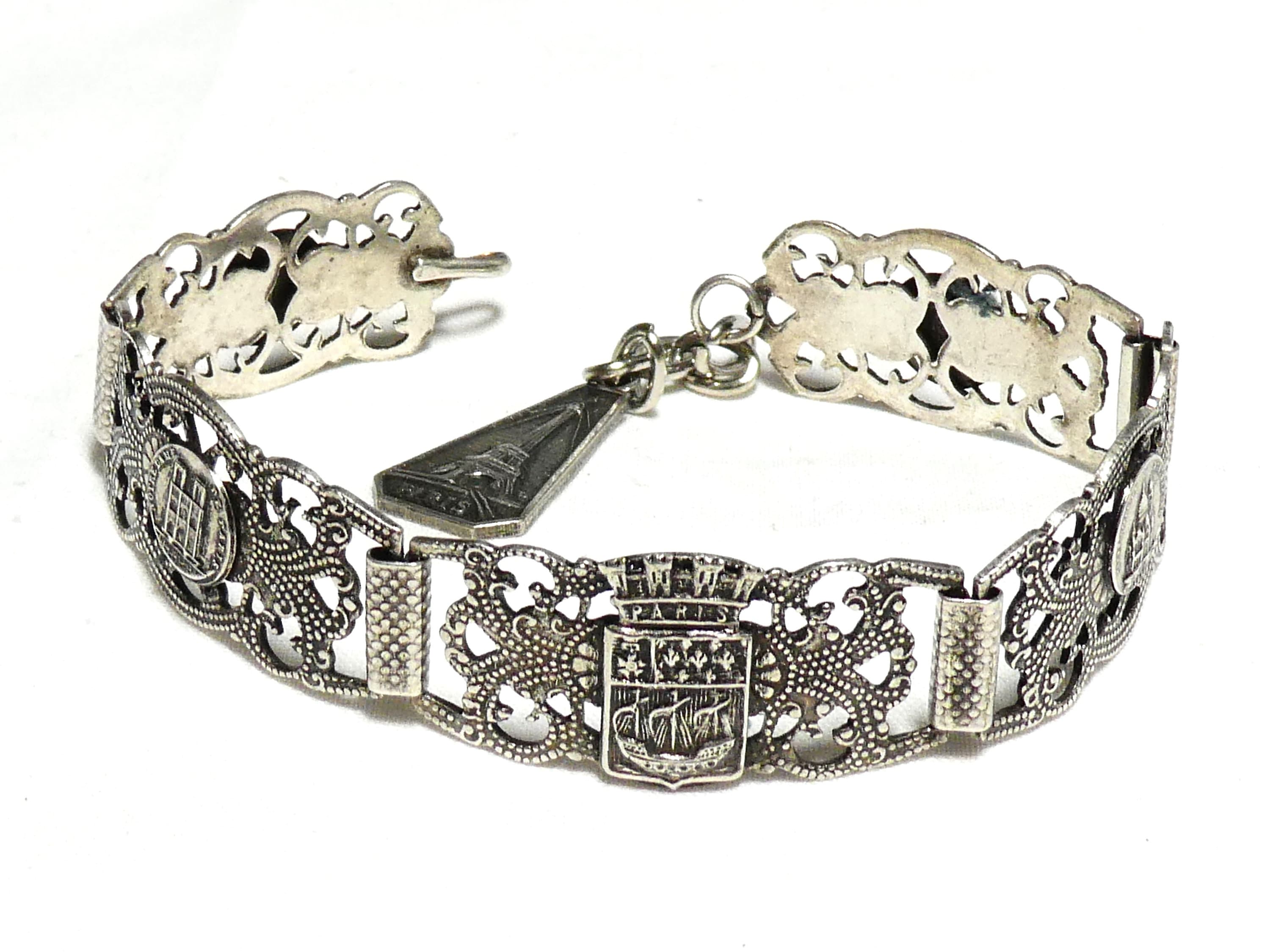 Bracelet Vintage Filigraine Depose Paris Silver Plated Ornate