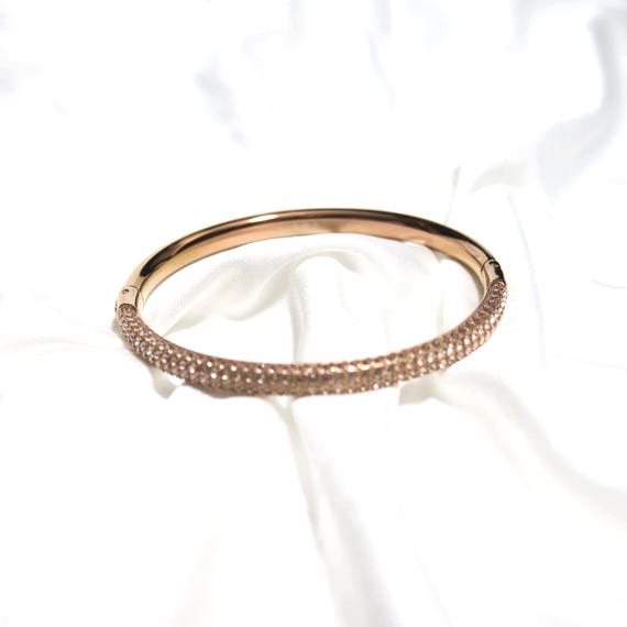 SWAROVSKI Rose Gold Plated Sublima Pave Set Crystal Stone BANGLE 