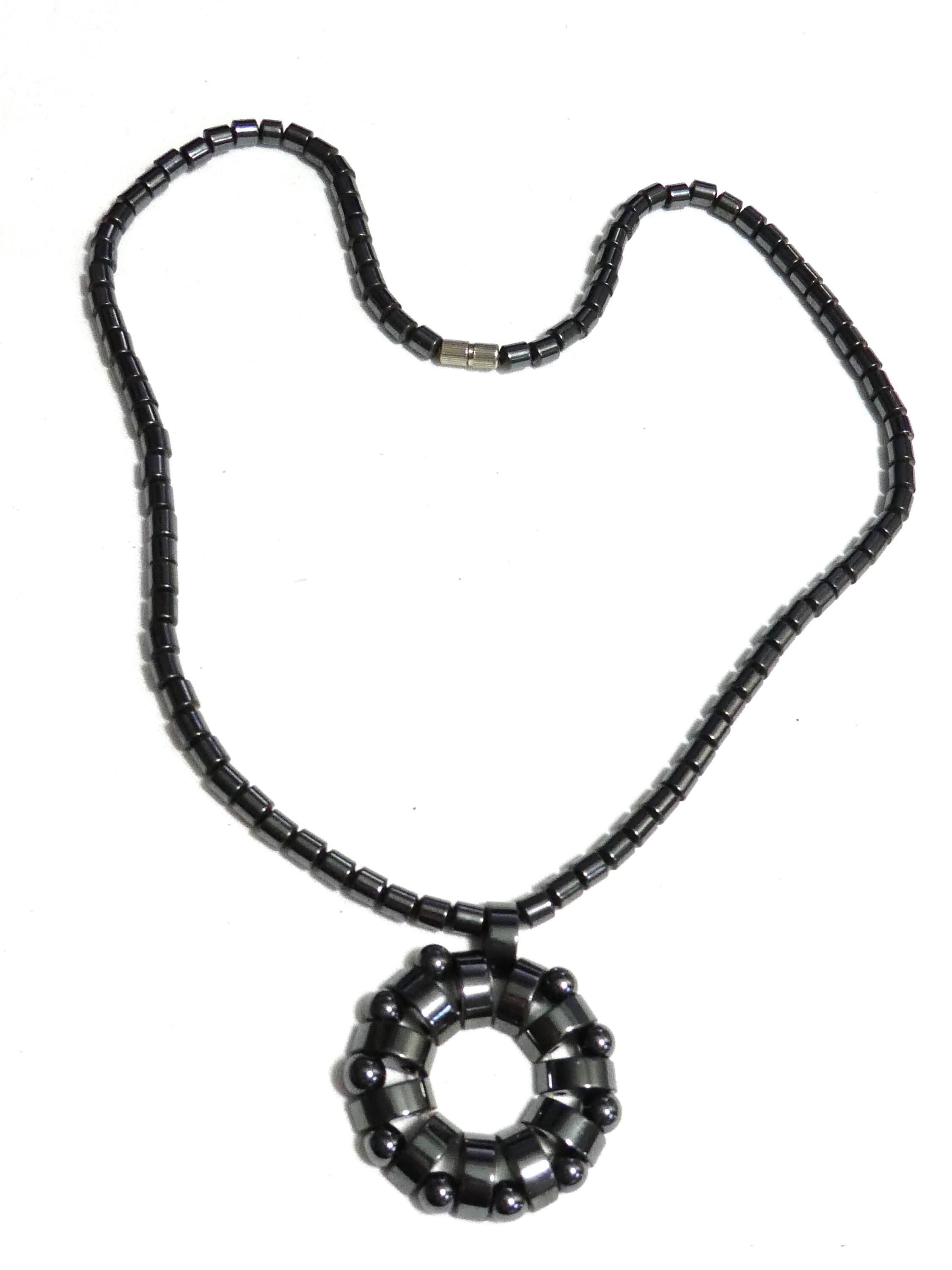 Collier Ras Du Cou Vintage En Hématite Gris Anthracite - Perles Rondes 5 Mm, Pierre Naturelle, Très Bon état