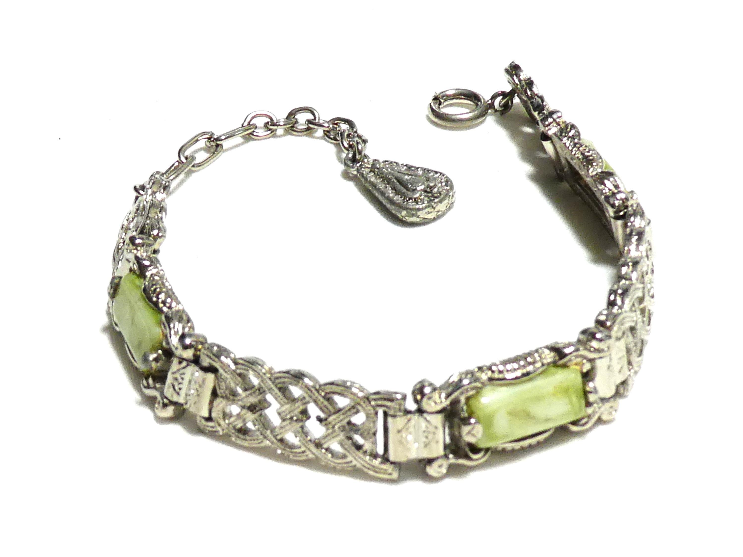 Bracelet Vintage Extensible à Gros Maillons Gravés Avec Cristaux - Modèle F38 En Deux Tons Or