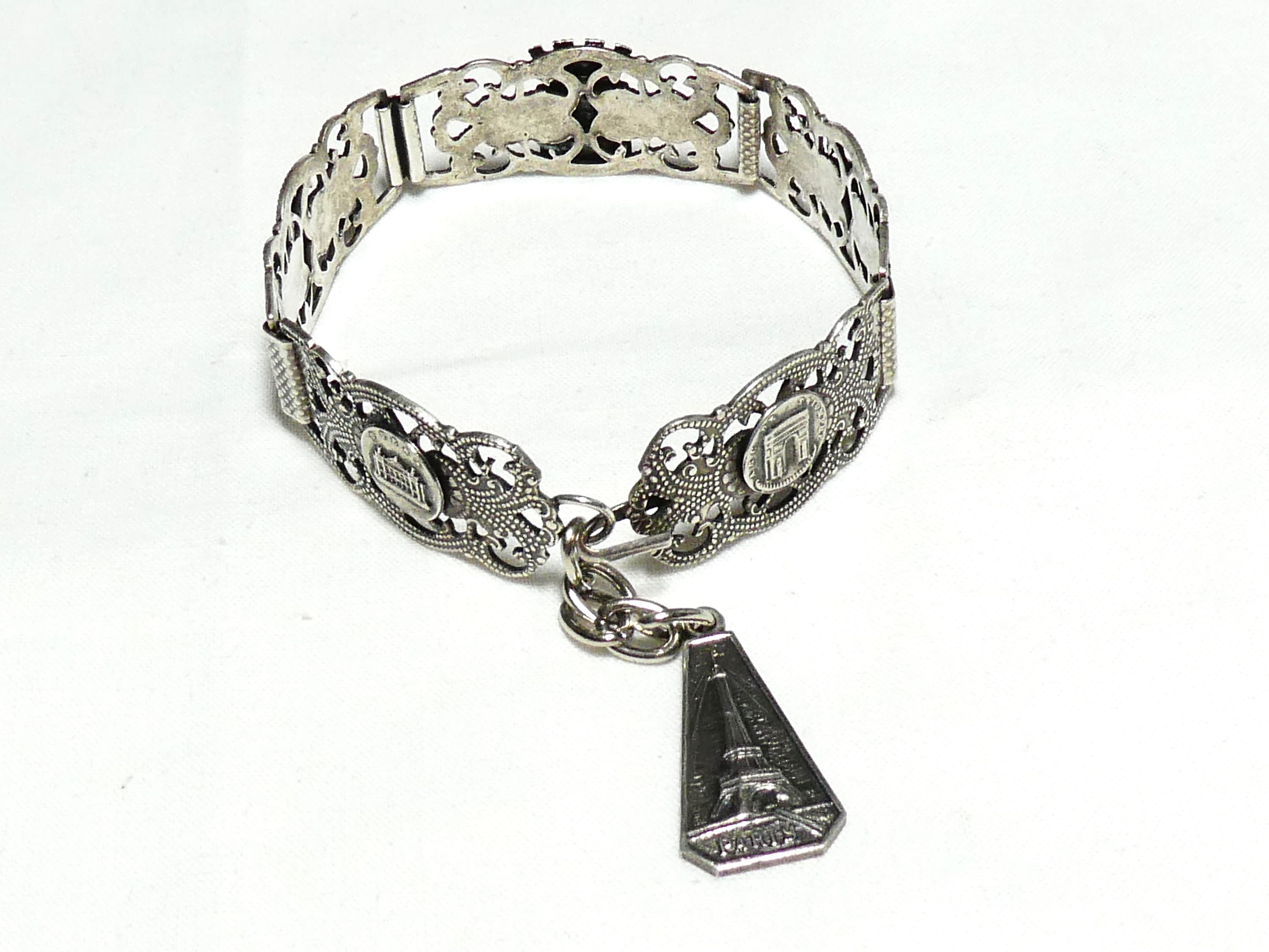 Bracelet Vintage Filigraine Depose Paris Silver Plated Ornate 