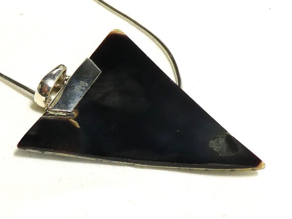 PENDANT Necklace Triangular Silver 925 Blue Shell… - image 7