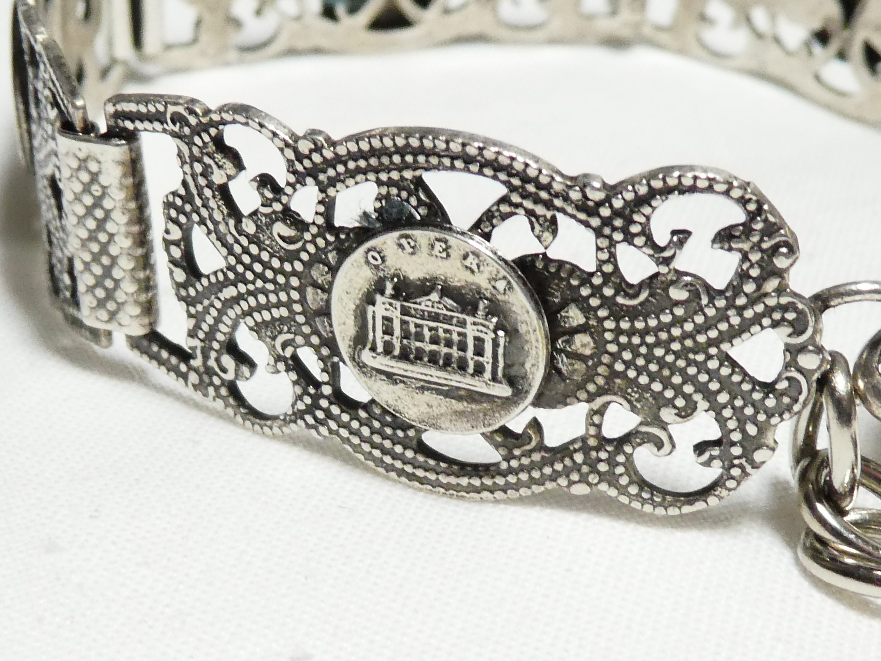Bracelet Vintage Filigraine Depose Paris Silver Plated Ornate 