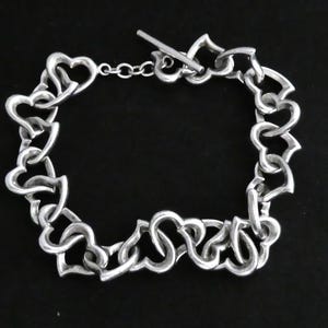 LOVLEY AZ Signed Sterling Silver 925 Solid Heart Link Chain