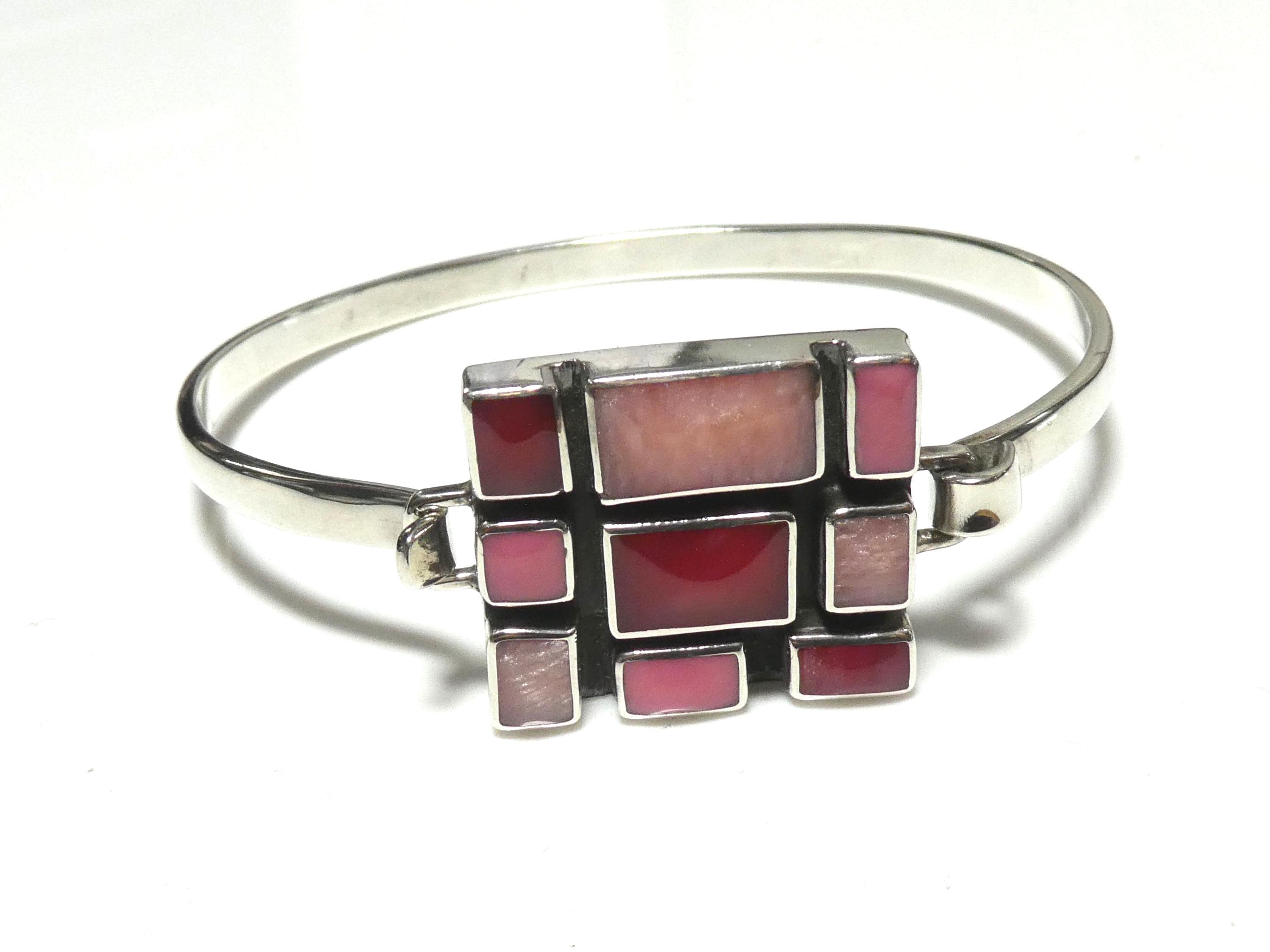 Bracelet En Argent Sterling 925, Fait Main, Mosaïque De Pierres - Longueur 7-8 Pouces, Venu D'Inde