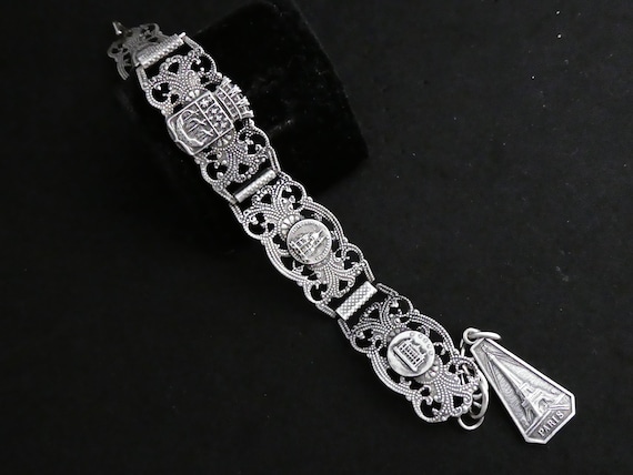 Bracelet Vintage Filigraine Depose Paris Silver Plated Ornate